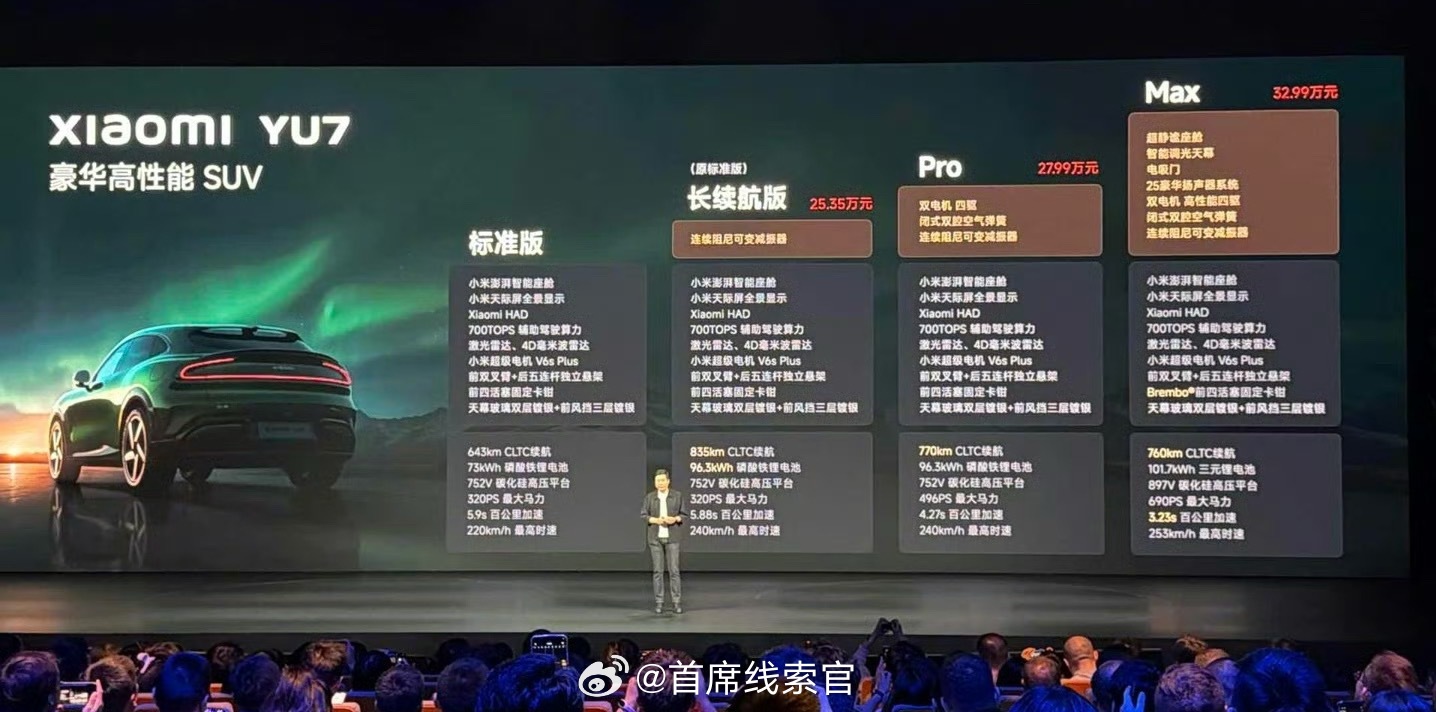 小米 YU7 GT 价格来了：定价 38.99 万元，大满配车型： 42.99 