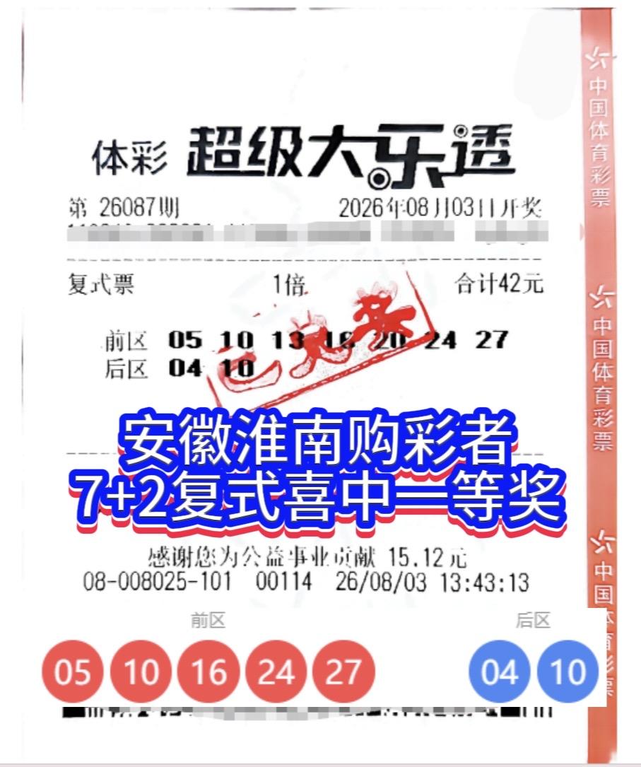 安徽彩民7+2复式拿下661万大奖

大乐透26087期，安徽淮南一位购彩者凭借