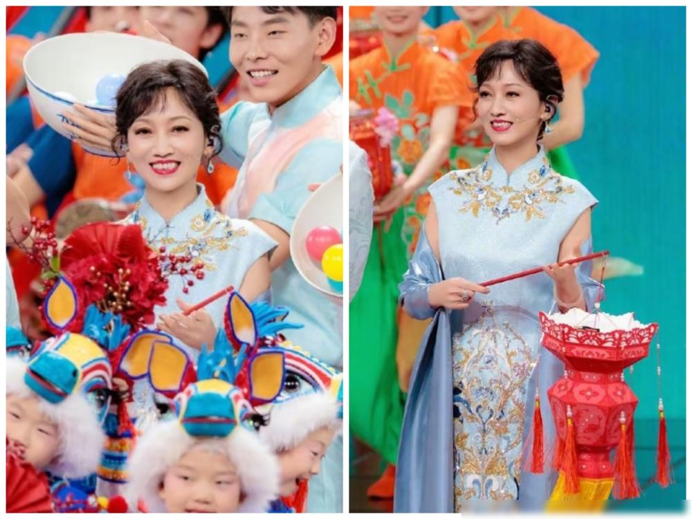 昨晚一个73岁老太太硬生生砸了央视高清照妖镜的招牌。你敢信？水蓝色旗袍一穿，花灯