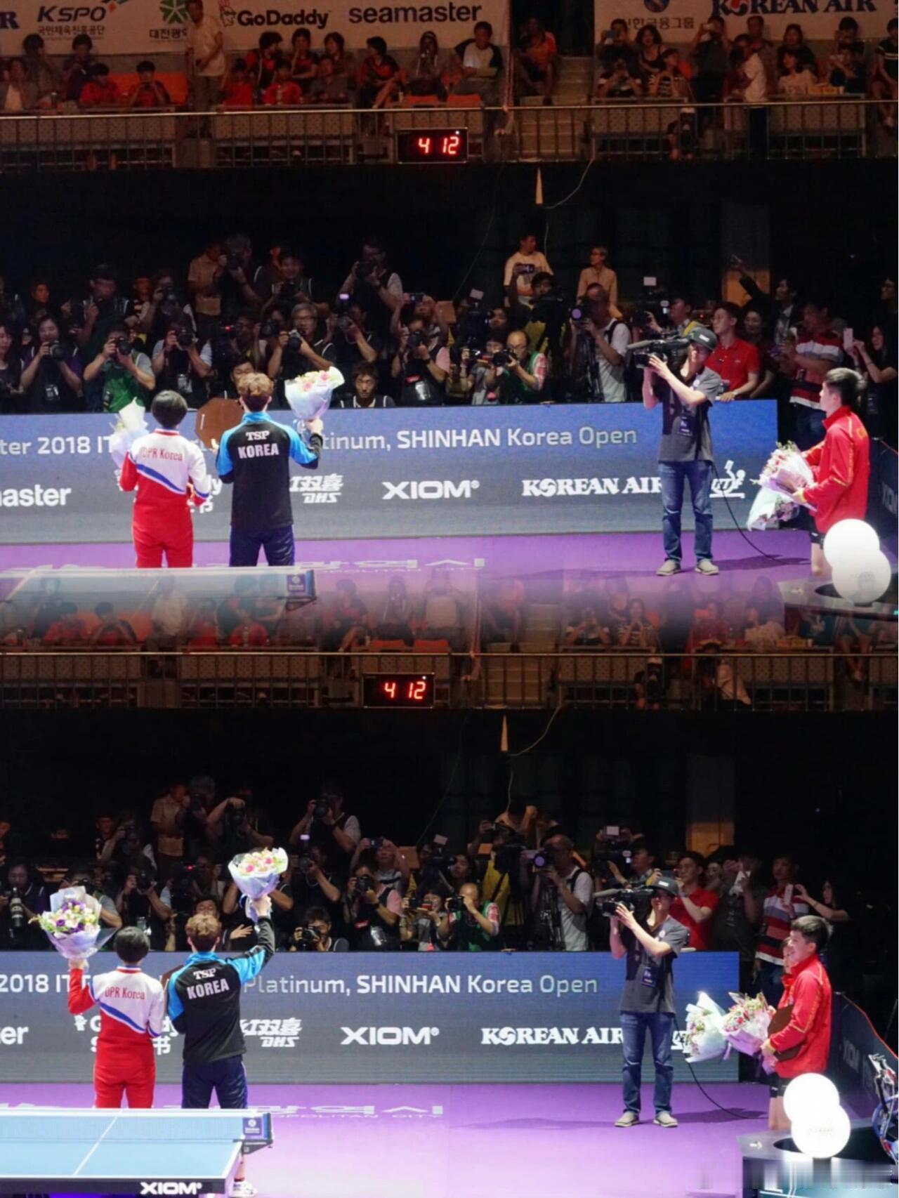 第一眼真的没看见莎莎，被头哥挡的严严实实的孙颖莎 王楚钦 