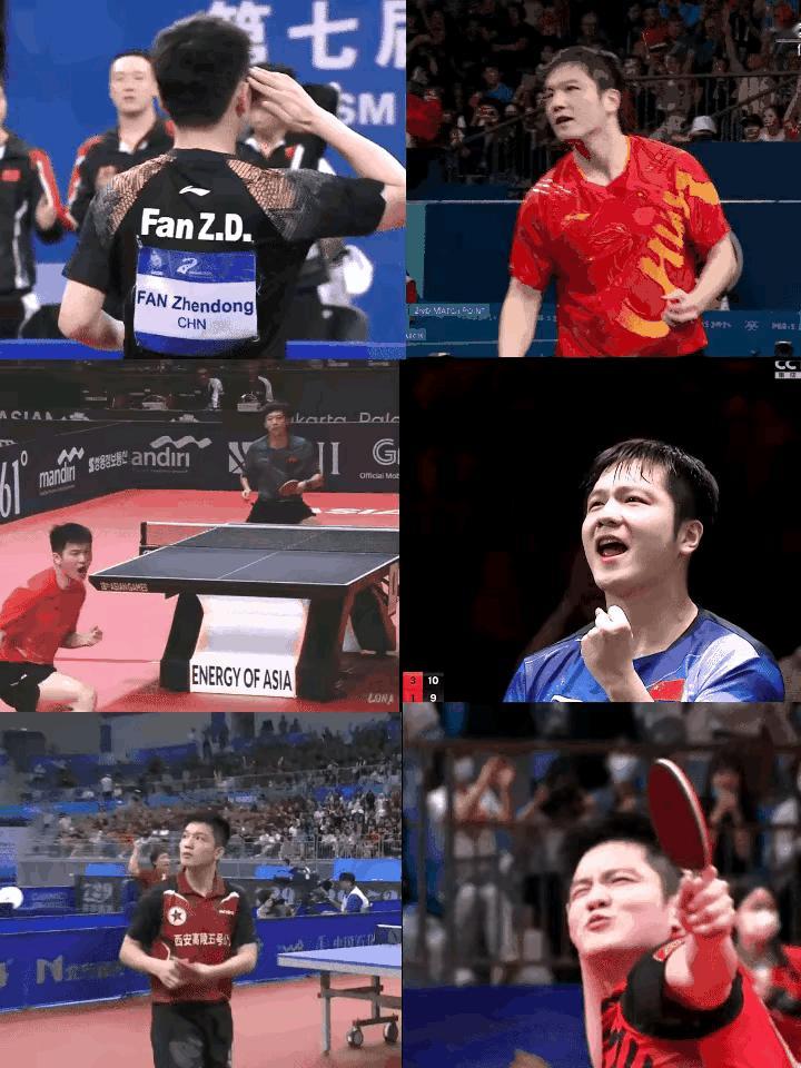 曾经在赛场上拼搏的樊振东，每一个都是那么热血、那么自信、那么阳光、那么帅气。这样