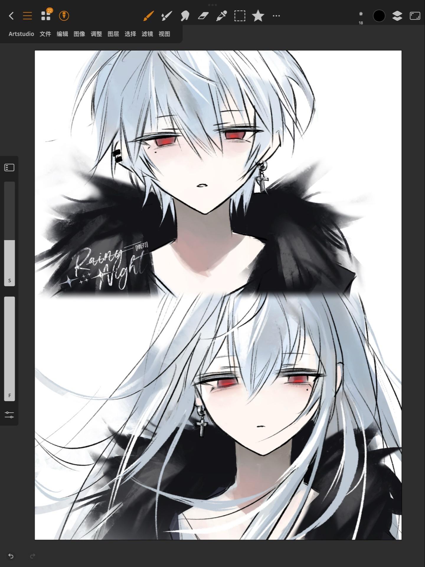 第一次尝试画日漫风格泪目了。