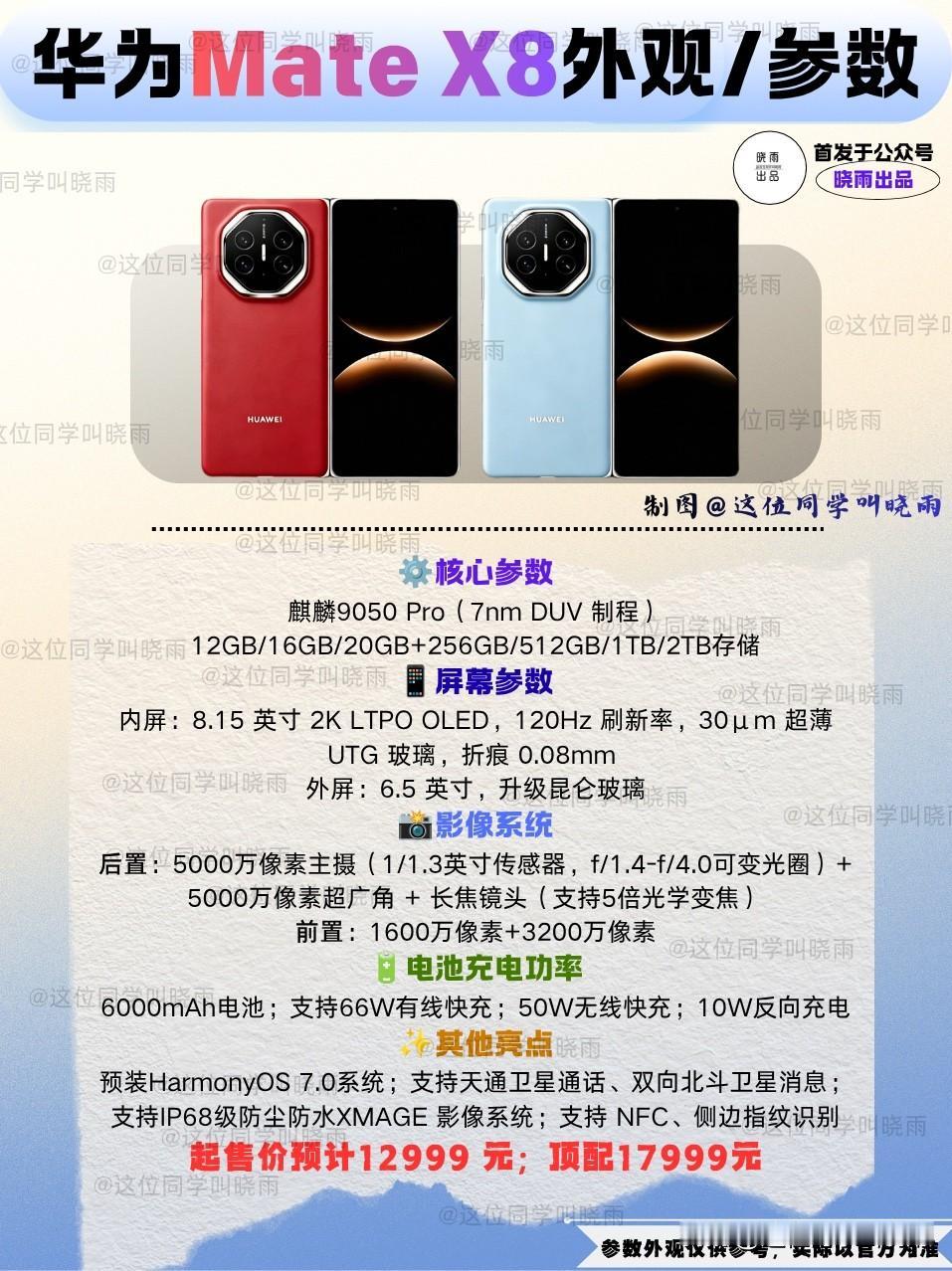 华为发布三折叠屏之后有小伙伴问我：华为Mate X8大折叠屏啥时候发布。也是刚刚