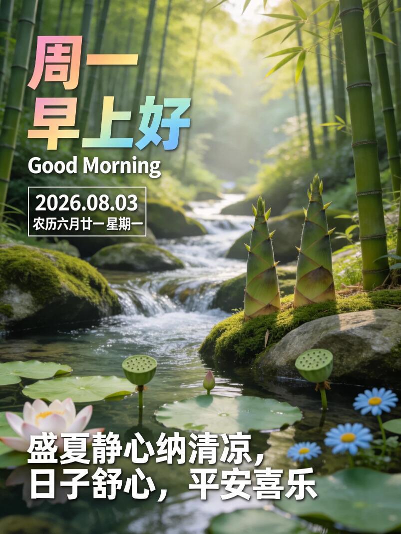 2026.8.3周一早安祝福图片壁纸拿图吱一声噢～ 