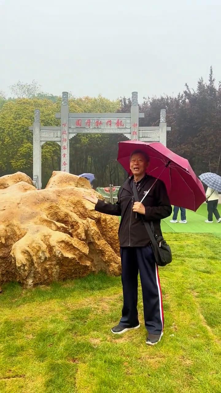 牡丹石。
洛阳龙门牡丹园地标图形逼真。门前这一块大石头像什么？这就是一块牡丹花，