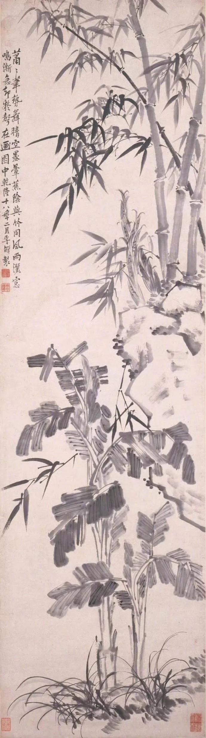 李鱓花鸟屏 。
