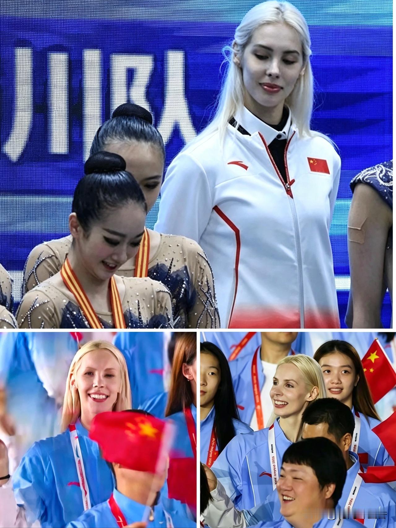 亚运闭幕式一抹金发！
她是中国艺术体操队的冠军外教…

第20届亚运会闭幕式，毕