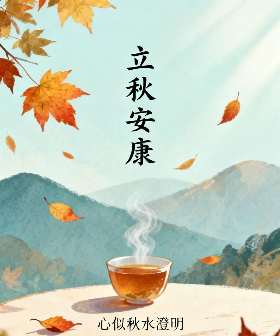 立秋日•吉祥

立秋轻叩门扉，暑气渐收，凉意初生，愿君吉祥安康，心似秋水澄明。