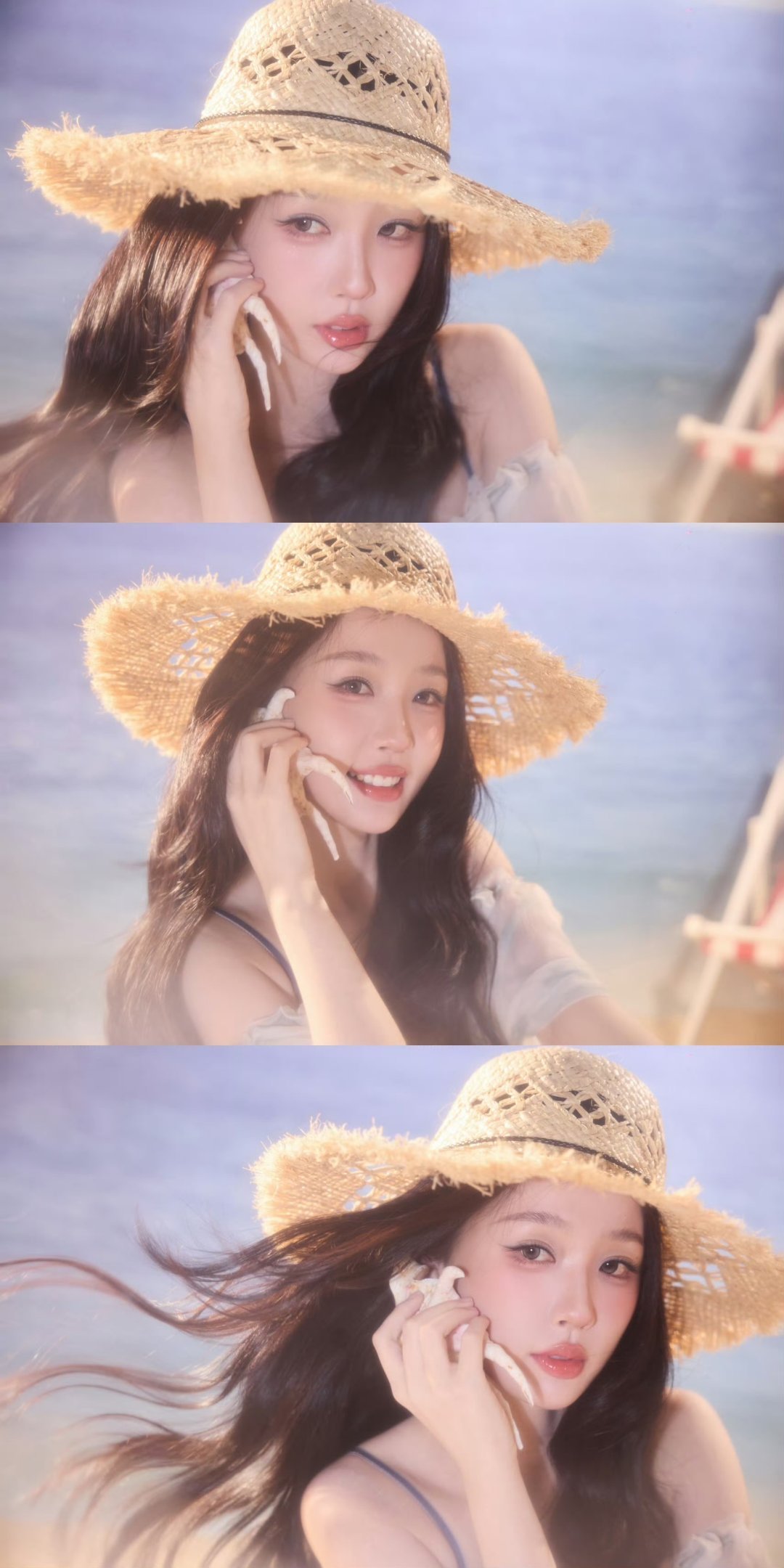 虞书欣今日直播出图，夏日海滩风  清爽又漂亮的欣欣