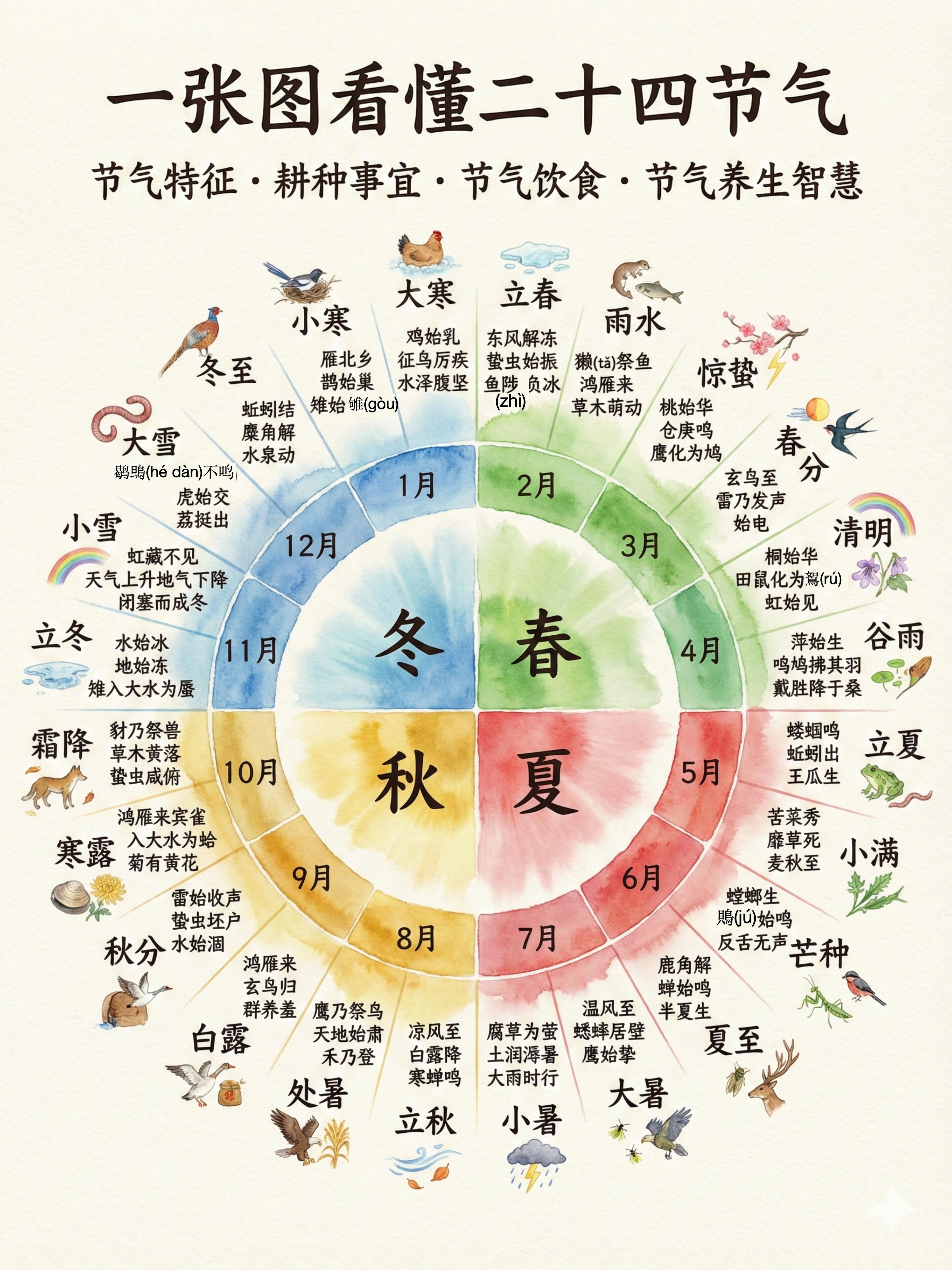 一张图搞懂二十四节气，顺时而养，收藏起来！ 