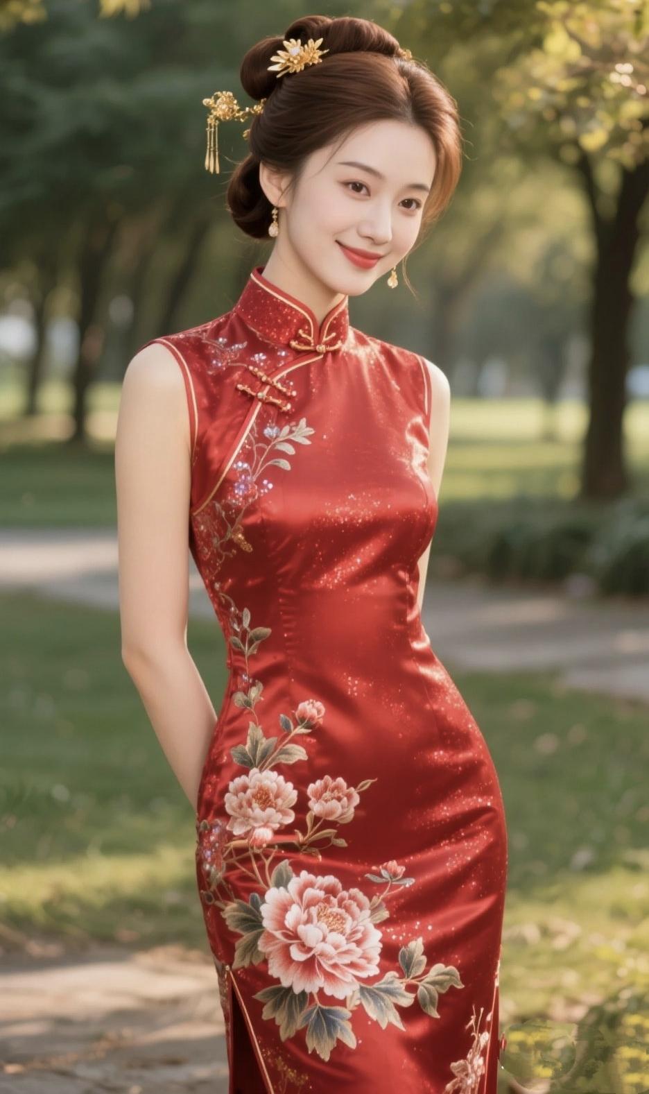 《旗袍与诗》
 
针脚里藏着平仄
盘扣系住半阕婉约
一剪青花 一抹月色
都落在 