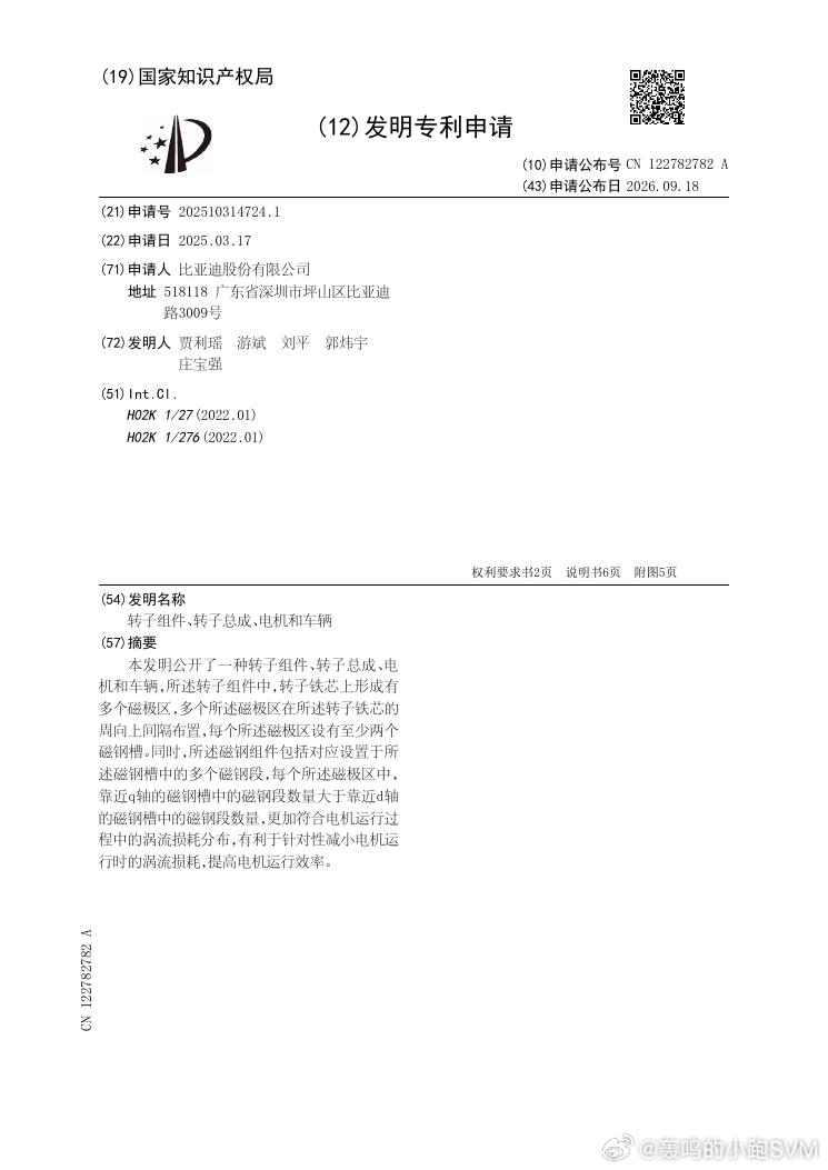 技术巡猎比亚迪 电机效率，很多时候不是由一个大部件决定的，磁钢怎么分段、磁钢槽怎