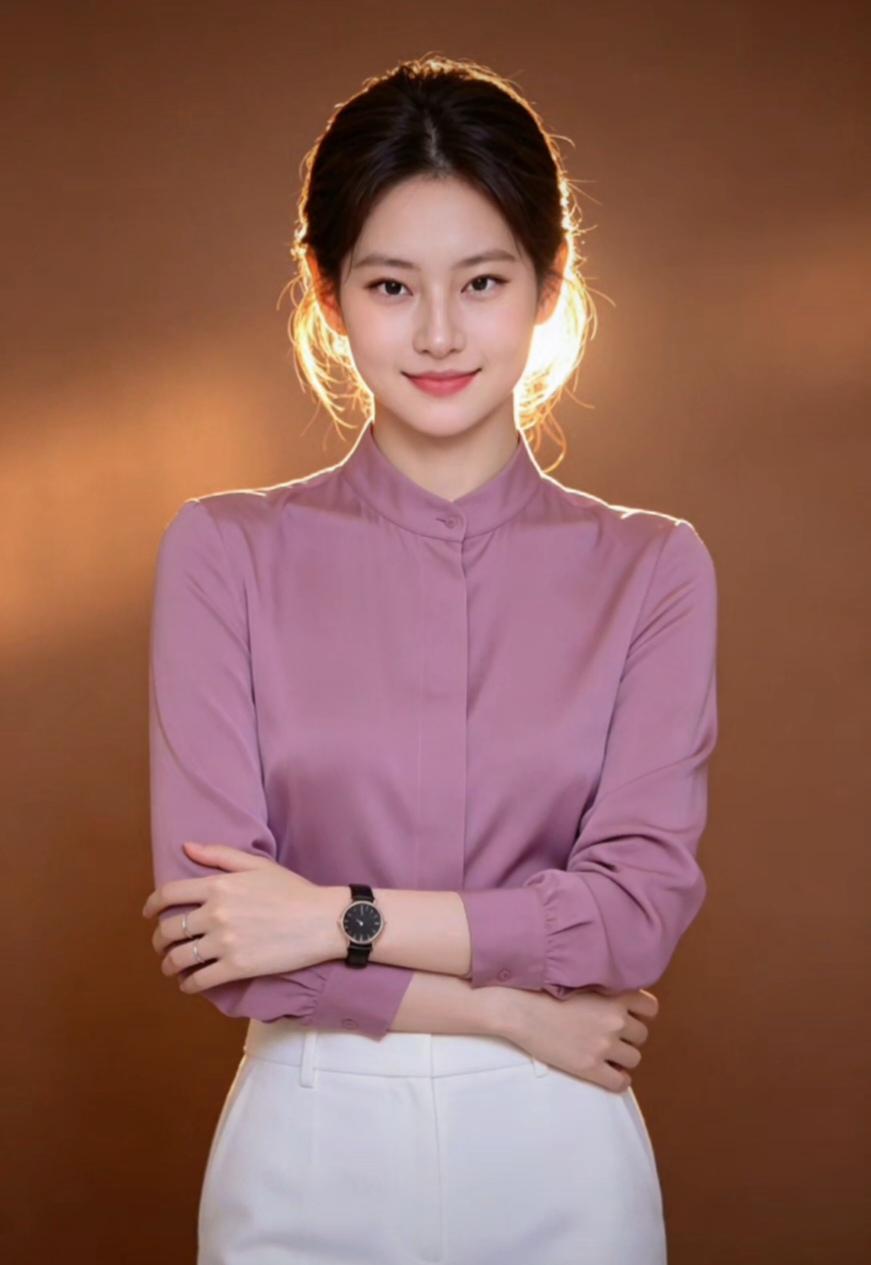 优雅紫衣少女，微笑面对世界🌟✨