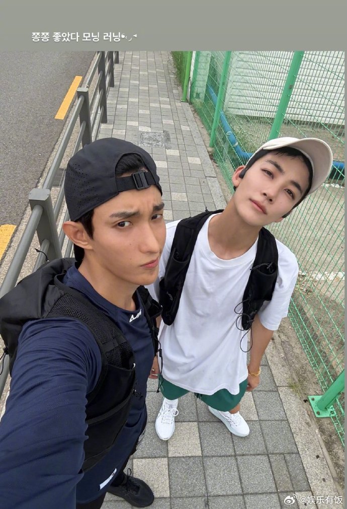 DK晒尹净汉晨跑 SEVENTEEN DK Ins中出现的尹净汉近况，开始晨跑的