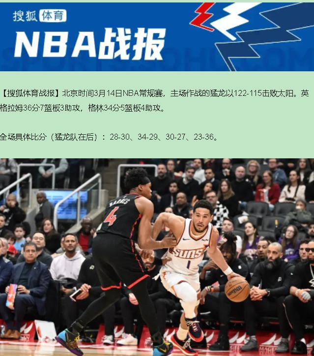 刚吹完"布克格林双枪无敌"，猛龙就问你：背靠背70分很香，但赢球密码你掌握了吗？