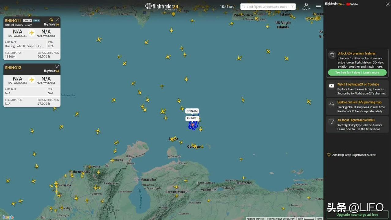 2025 年 12 月 13 日，加勒比海域。美军杰拉尔德·R·福特号核动力航母
