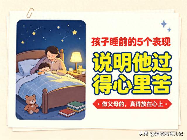 孩子睡前的5个表现，说明他过得心里苦，做父母的，真得放在心上