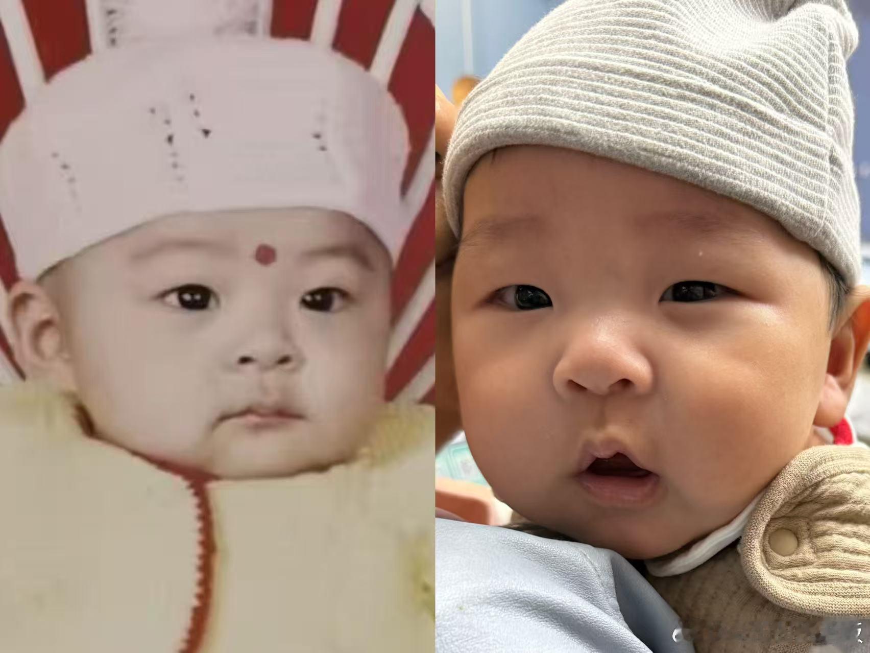 左姚老板百天天照片右是小小姚90天照片 我儿子是不是跟我很像 