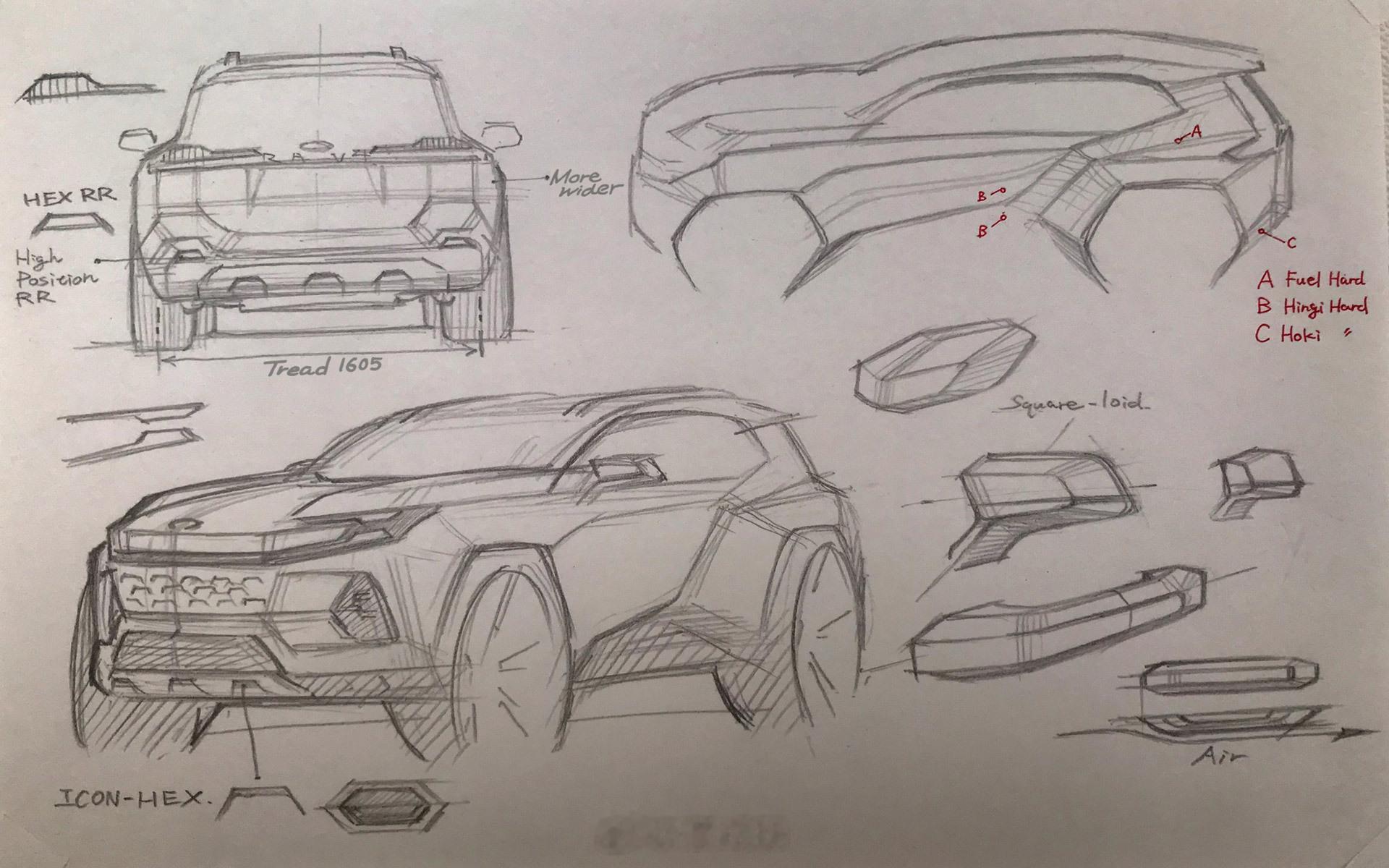 丰田新一代RAV4设计稿（上）外型（图自丰田）未完待续……CSC新闻 ​​​