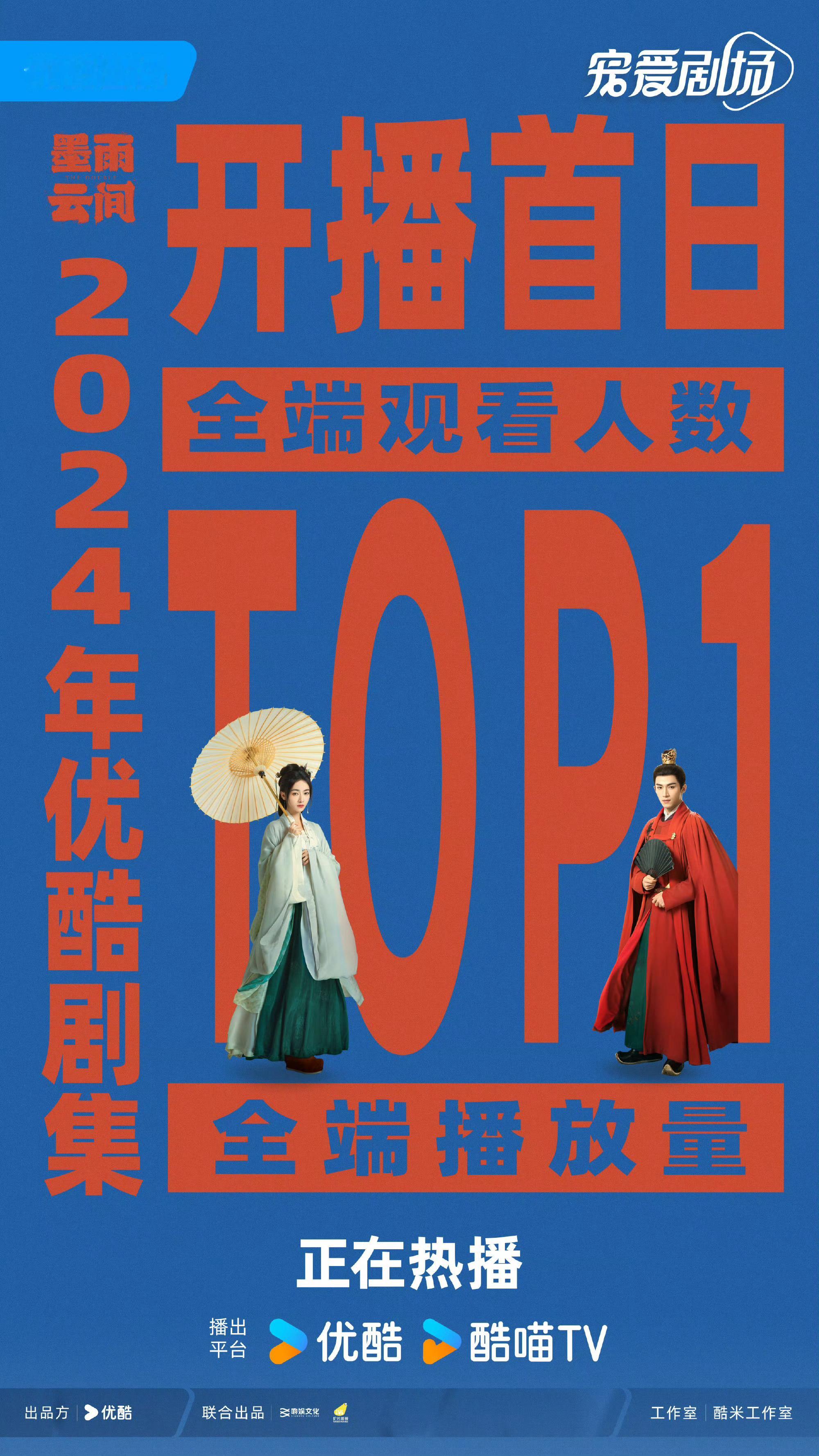 #墨雨云间首播战报#吴谨言、王星越《#墨雨云间# 》首播战报🈶！2024年平台