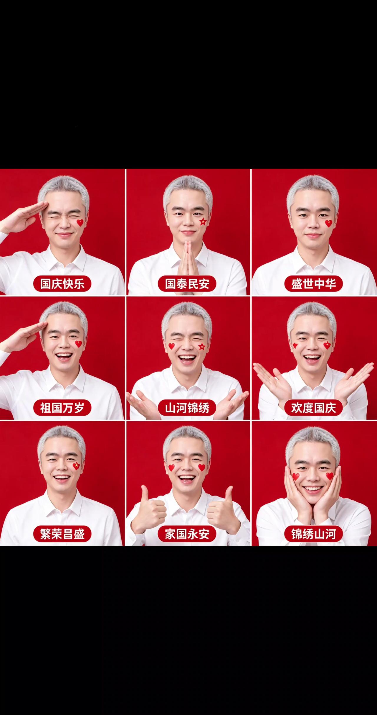 🎇国庆九宫格表情包来啦！AI一键生成，氛围感直接拉满✨爱国心+仪式感，发圈被问