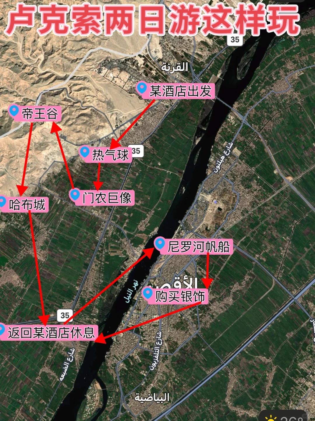 两张图片，让你明白卢克索两天怎么玩，跟我走