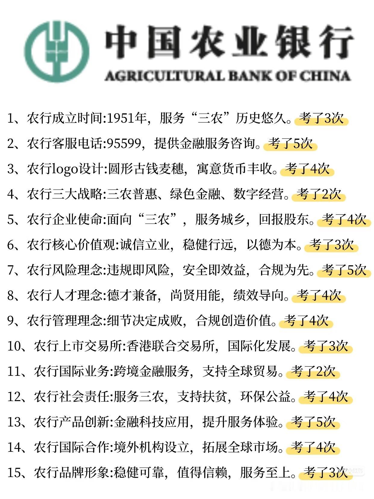 中国农业银行秋招历年试题（供2026年11月1日笔试参考）