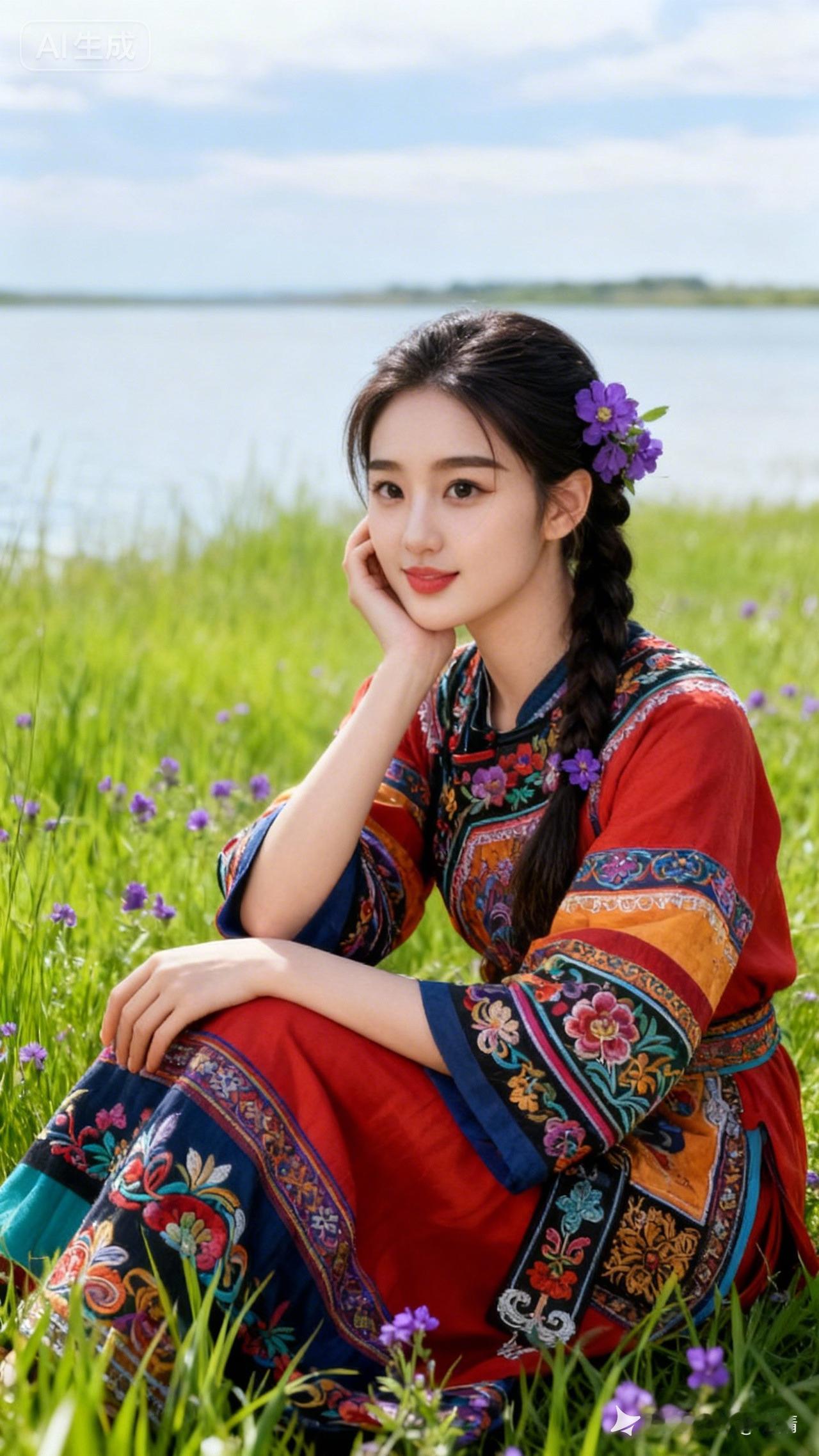 草原上的少女，花海中的惊艳！