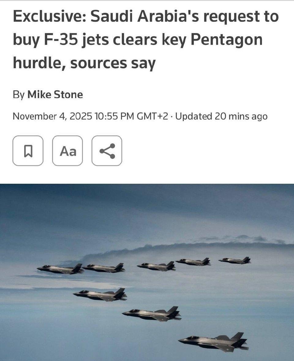 美国同意沙特购买四十八架F-35隐形战斗机的申请。两星期后，沙特王储穆罕默德·本