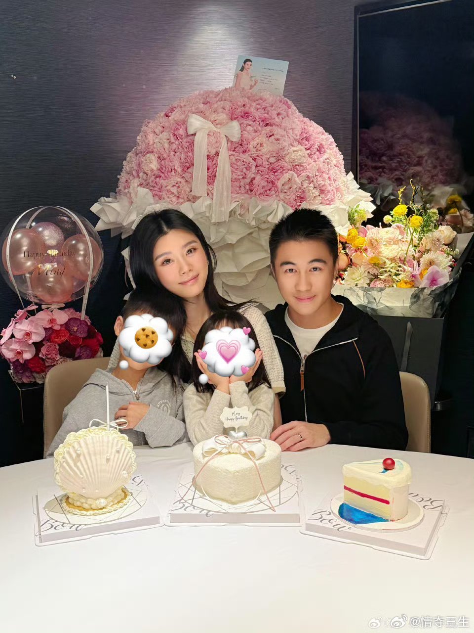 何猷君为奚梦瑶庆37岁生日当初的阴谋论被狠狠打脸，现在是幸福的一家四口太令人羡慕