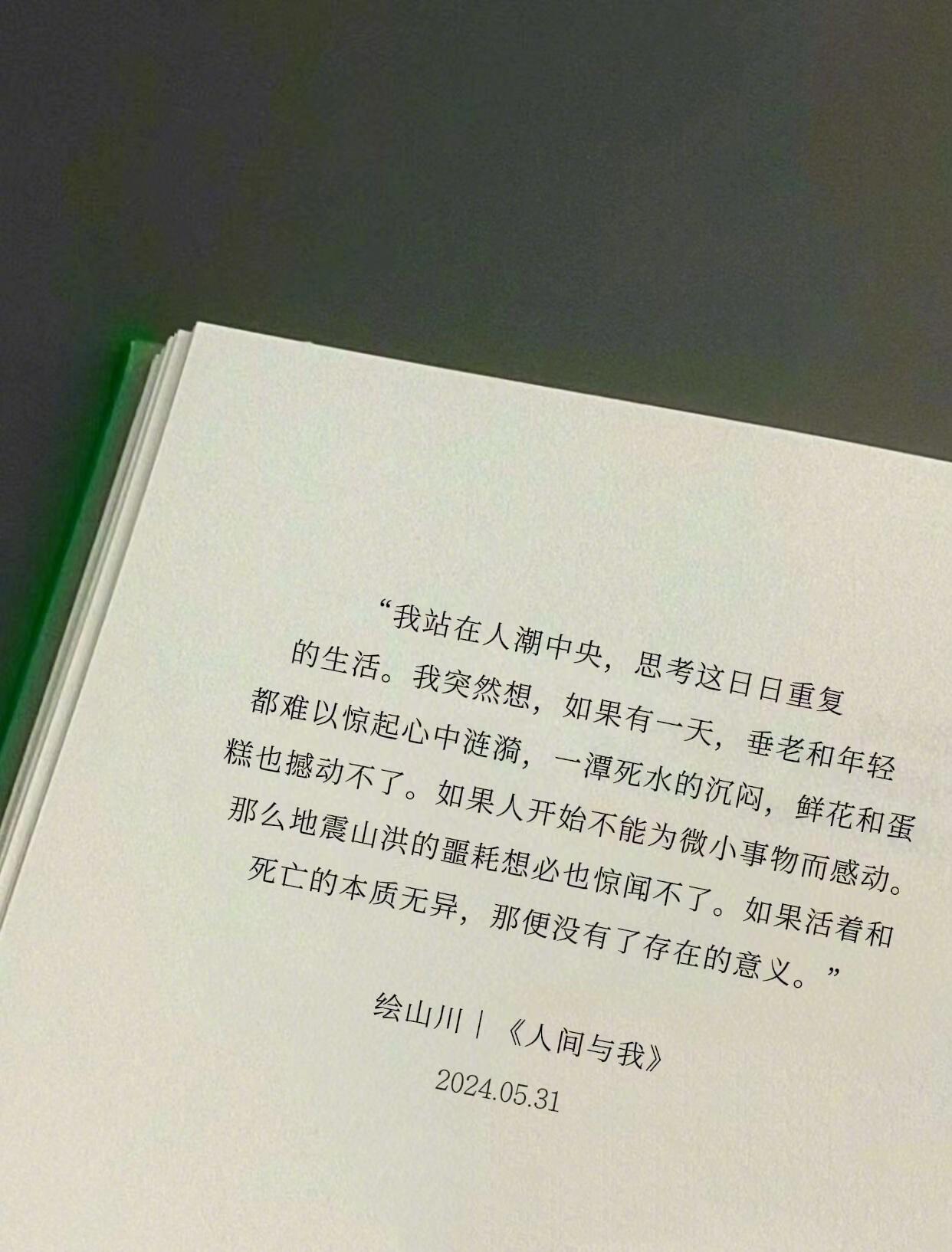“救命 写的太好了！” 我站在人潮中央，思考这日日重复的生活。我突然想，如果有一