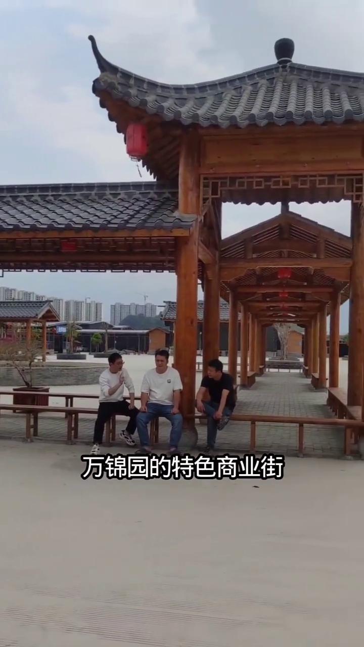 大家好，这里是北流铜州古城万锦园的特色商业街。仿古建筑很华美，由于是新建的，进驻