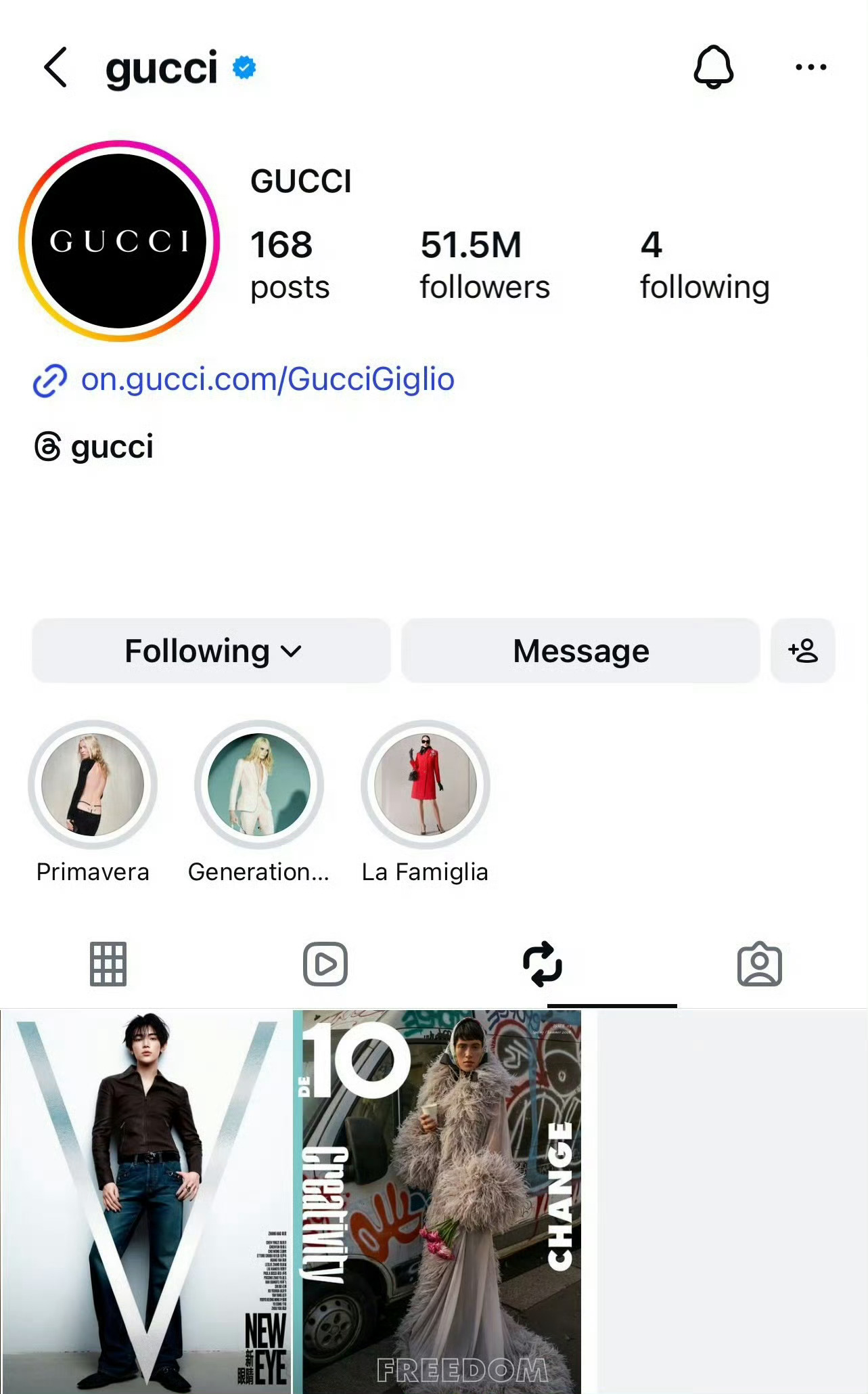 GUCCI官方外网认领章昊V中文版封面 