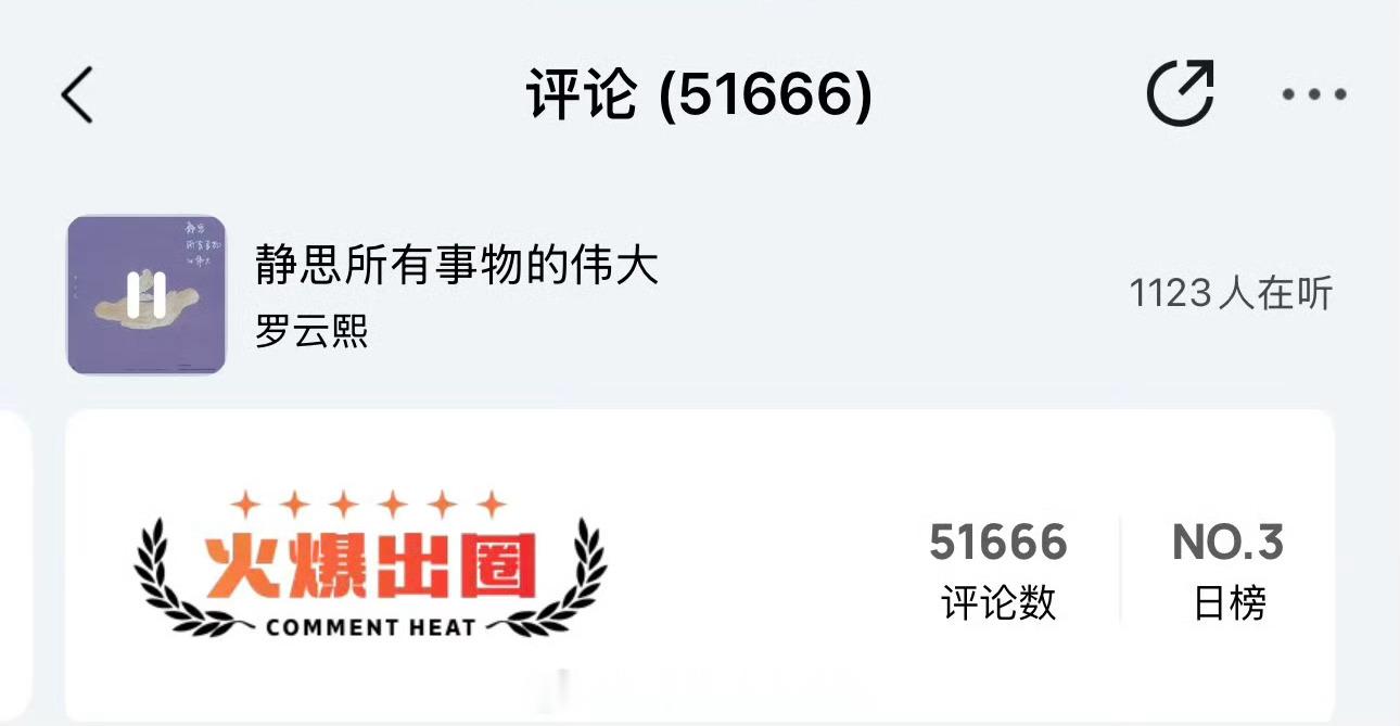 罗云熙新歌《静思所有事物的伟大》🔥爆出圈破五万了日榜TOP3这首真的还不错，继