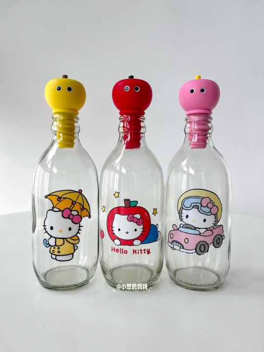 气泡水玻璃瓶爆改Kitty水杯❗️太可爱了吧❗️