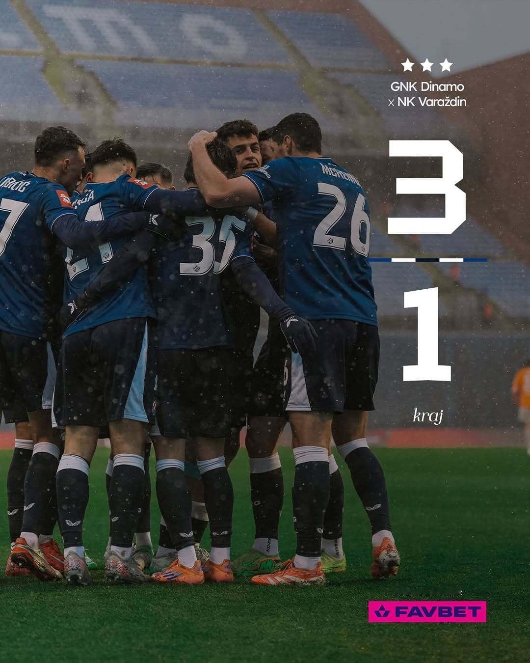 萨格勒布迪纳摩主场3：1战胜瓦拉日丁队，本纳赛尔🇩🇿第70分钟替补出场。