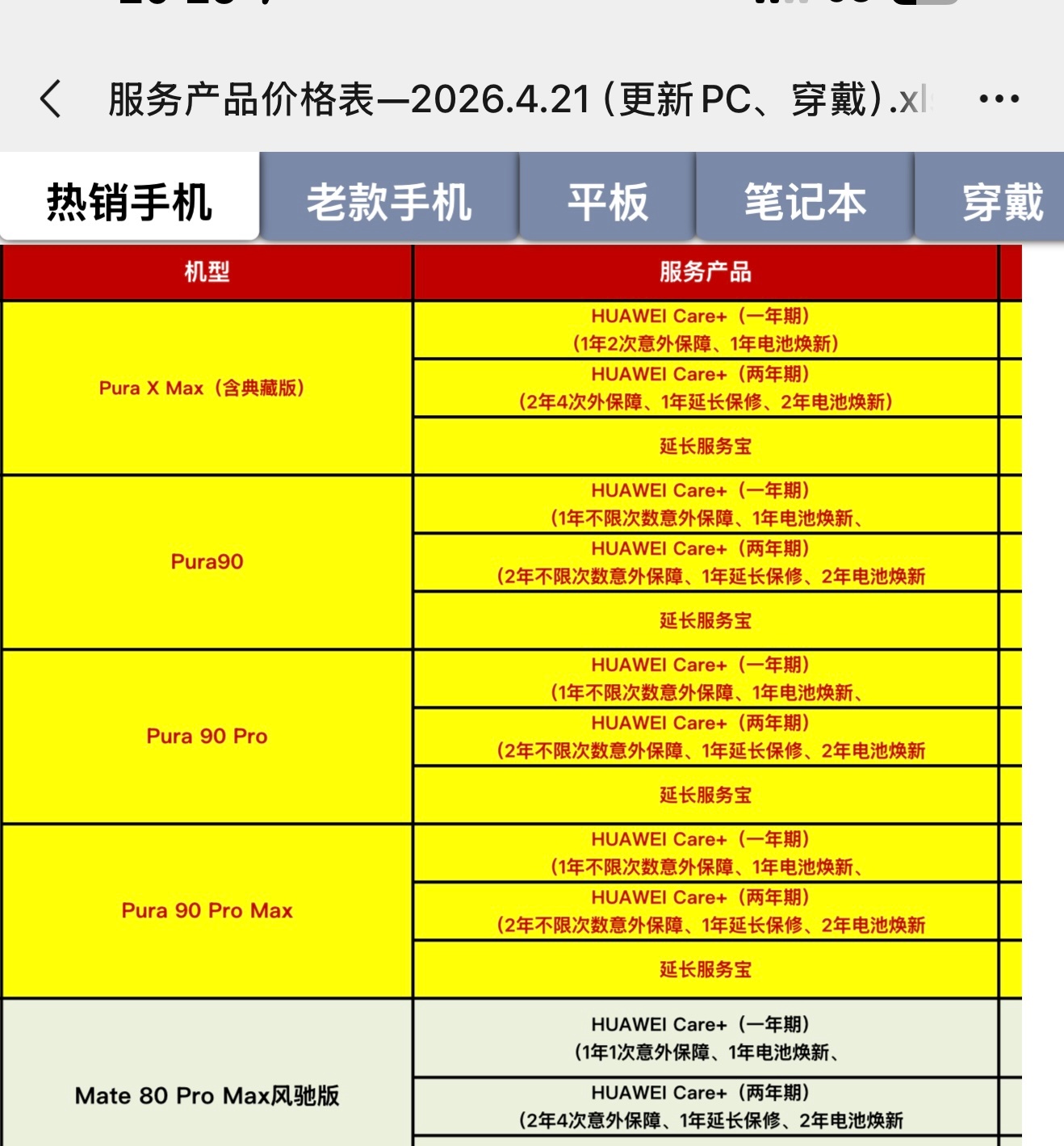 华为Pura X Max官方Care+活动特惠价，其他全系列手机也有，已经买了手