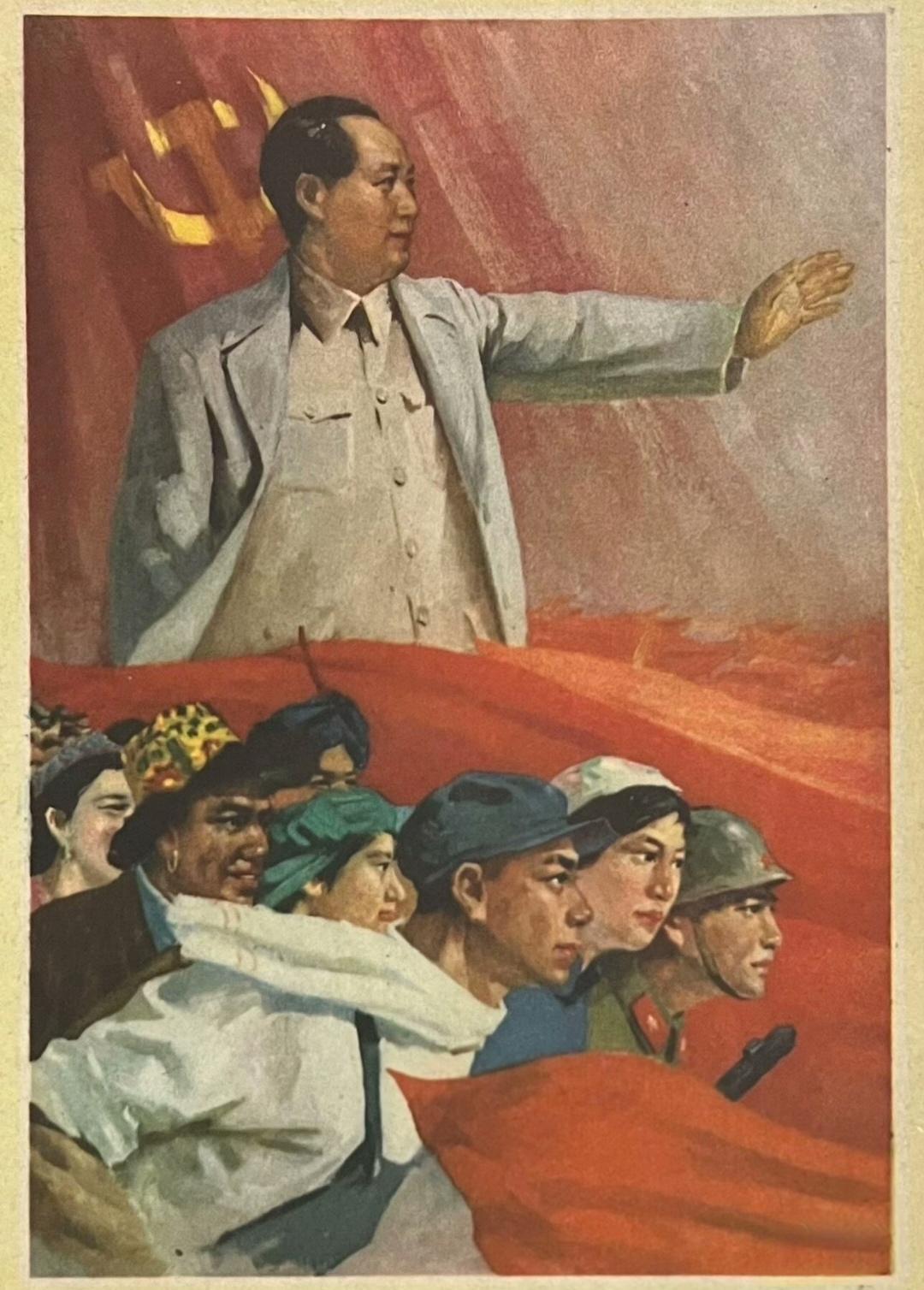 ＃红色文化＃
宣传画欣赏：
   《毛主席挥手我前进》