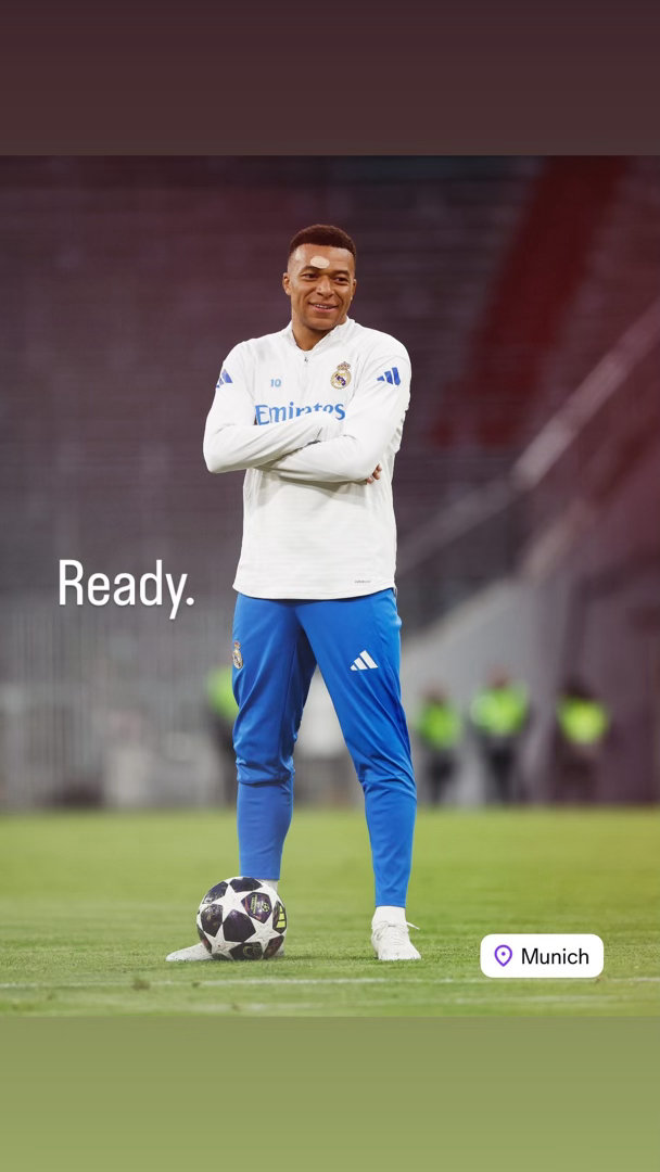 姆巴佩  IG STORY更新：Ready.姆巴佩拜仁vs皇马