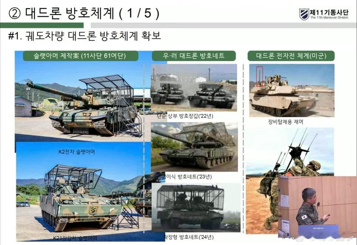 韩国陆军正在试验用于装甲战车的反无人机笼。在最近的一次研讨会上，韩国陆军第11机