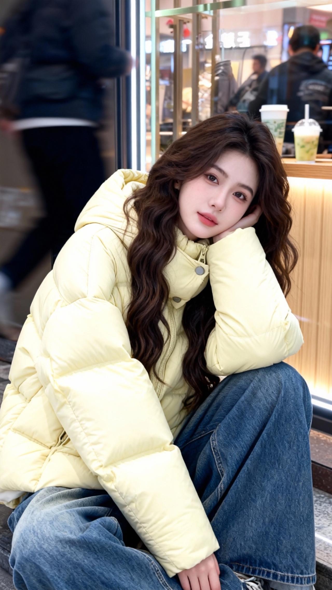 这个颜色也太显白了吧时尚 保暖又好看 羽绒服穿搭 微胖女生