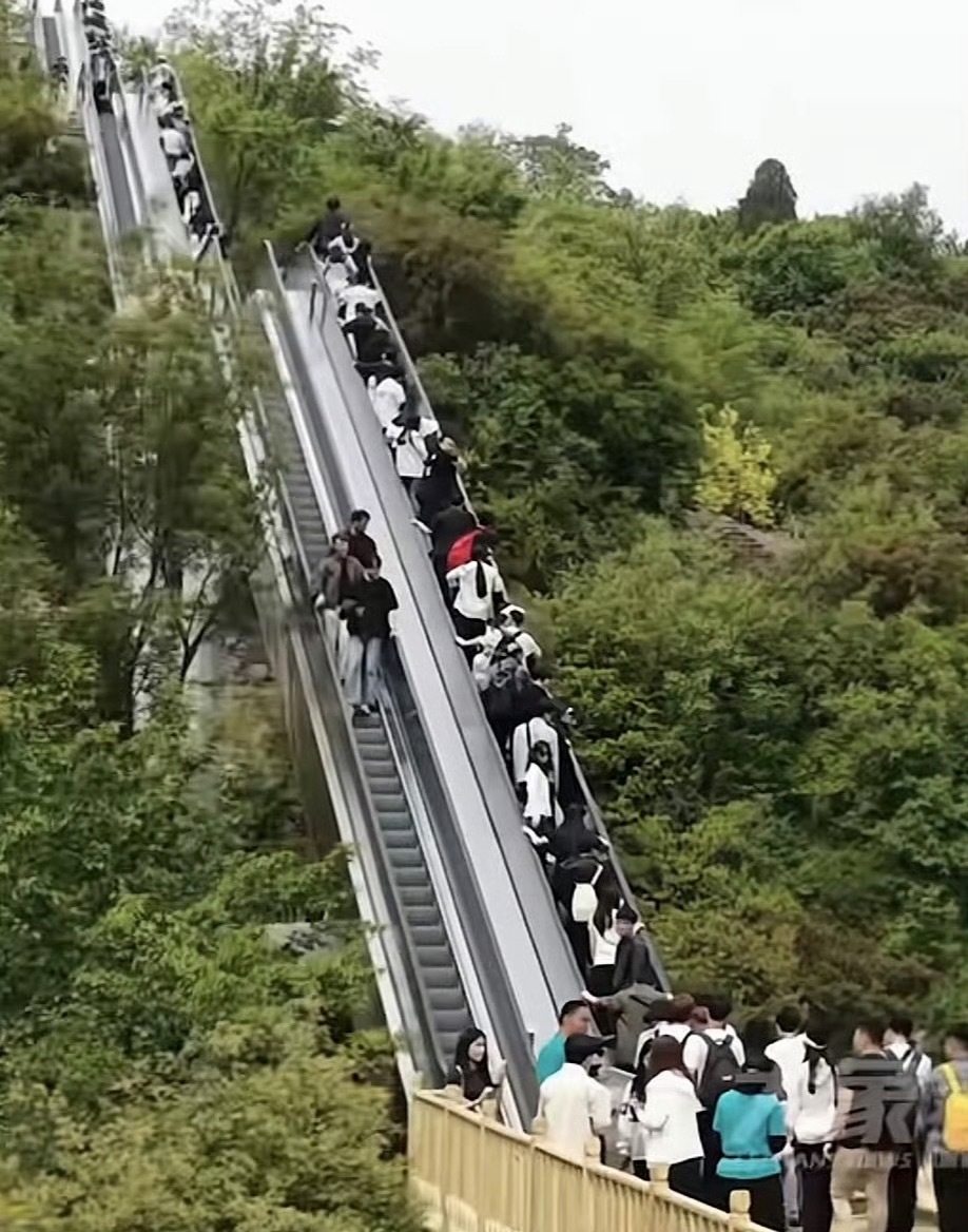 景区装电梯无痛爬山被质疑过度开发真服了，这有什么好吐槽的，你愿意爬你就爬，别人愿