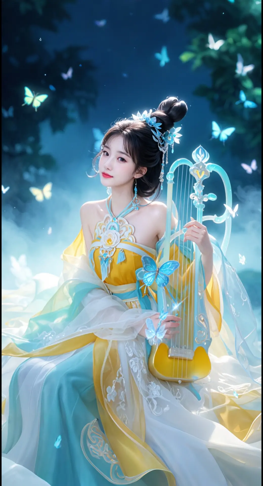AI扩图 AI幻琴花舞