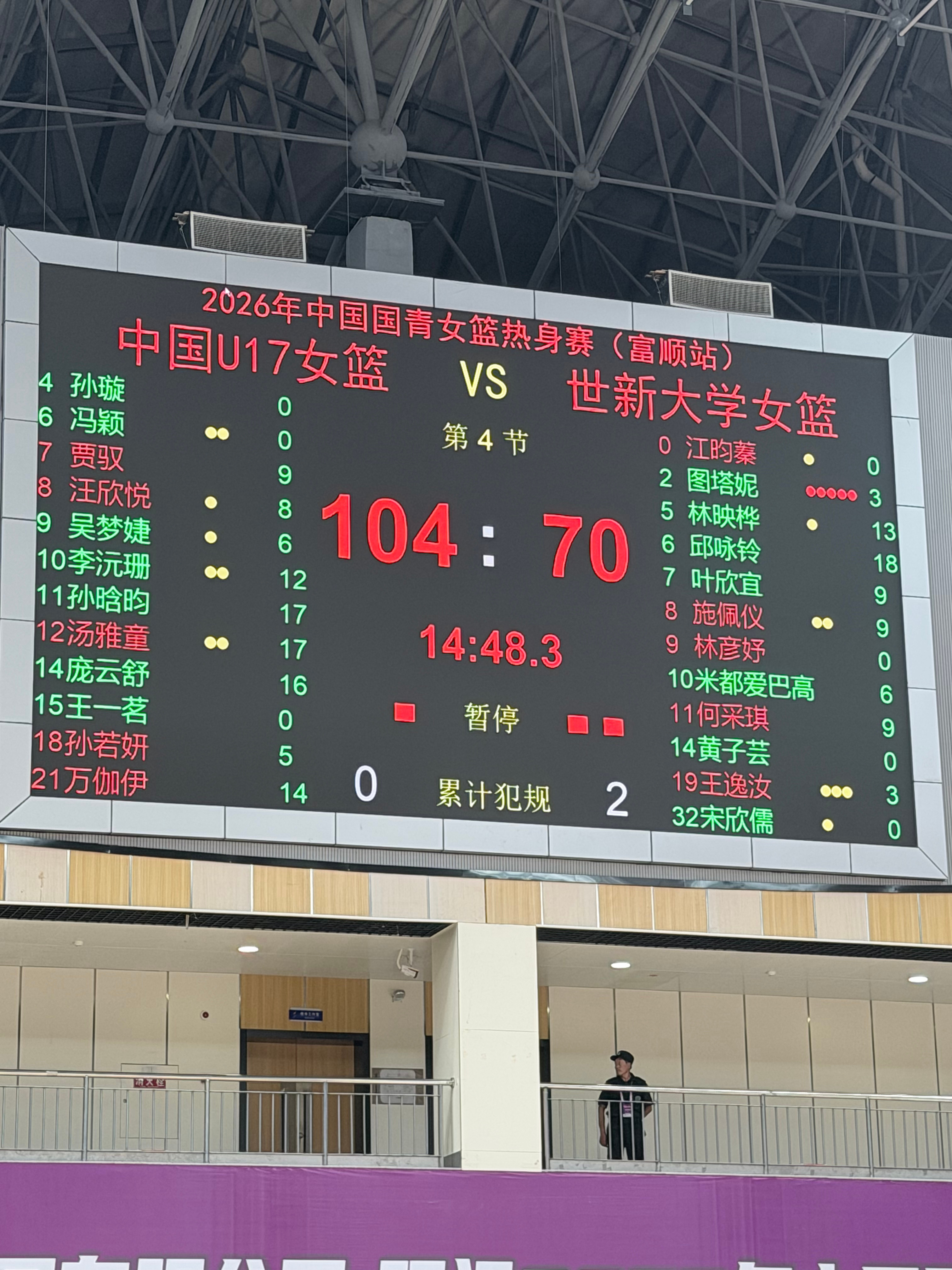 【完美收尾！中国U17女篮画上胜利句号】中国U17女篮104-70世新大学女篮，