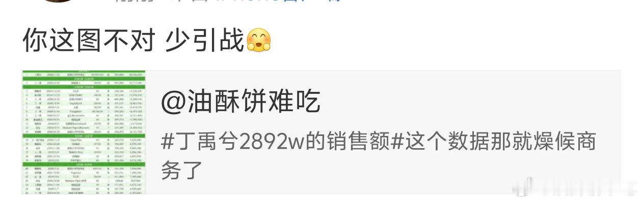 丁禹兮2892w的销售额  我？？？？？ 