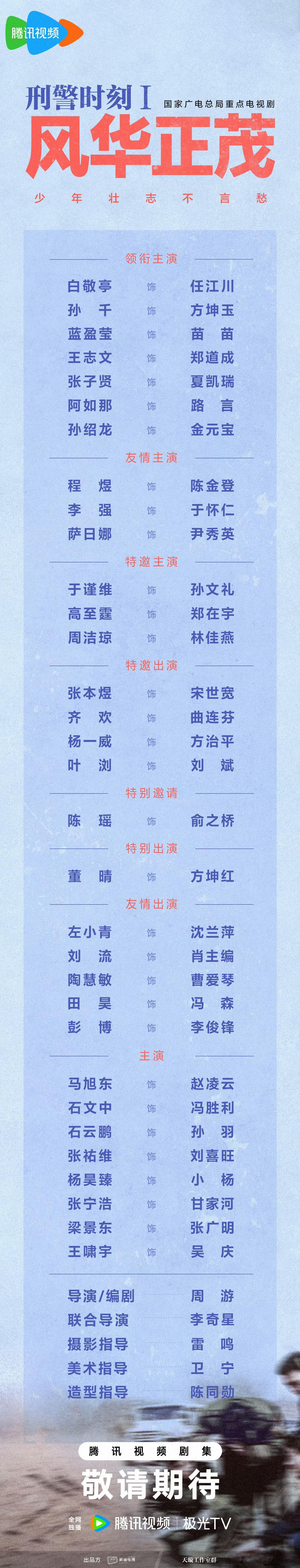白敬亭 刑警时刻1风华正茂全阵容官宣！看到好多熟脸！阵容蛮强的[鼓掌][鼓掌]！
