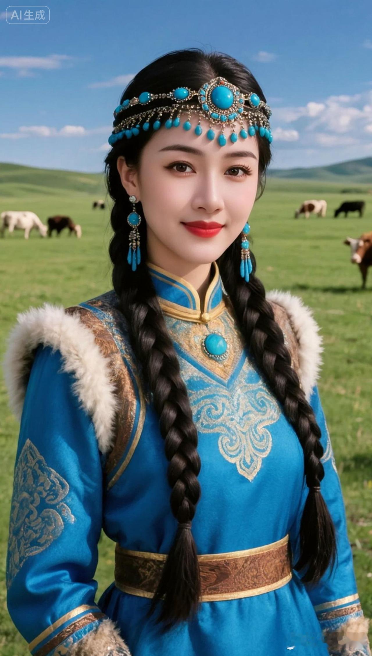 抖音ai创作 草原卓玛 草原风情 民族风情 氛围感美女