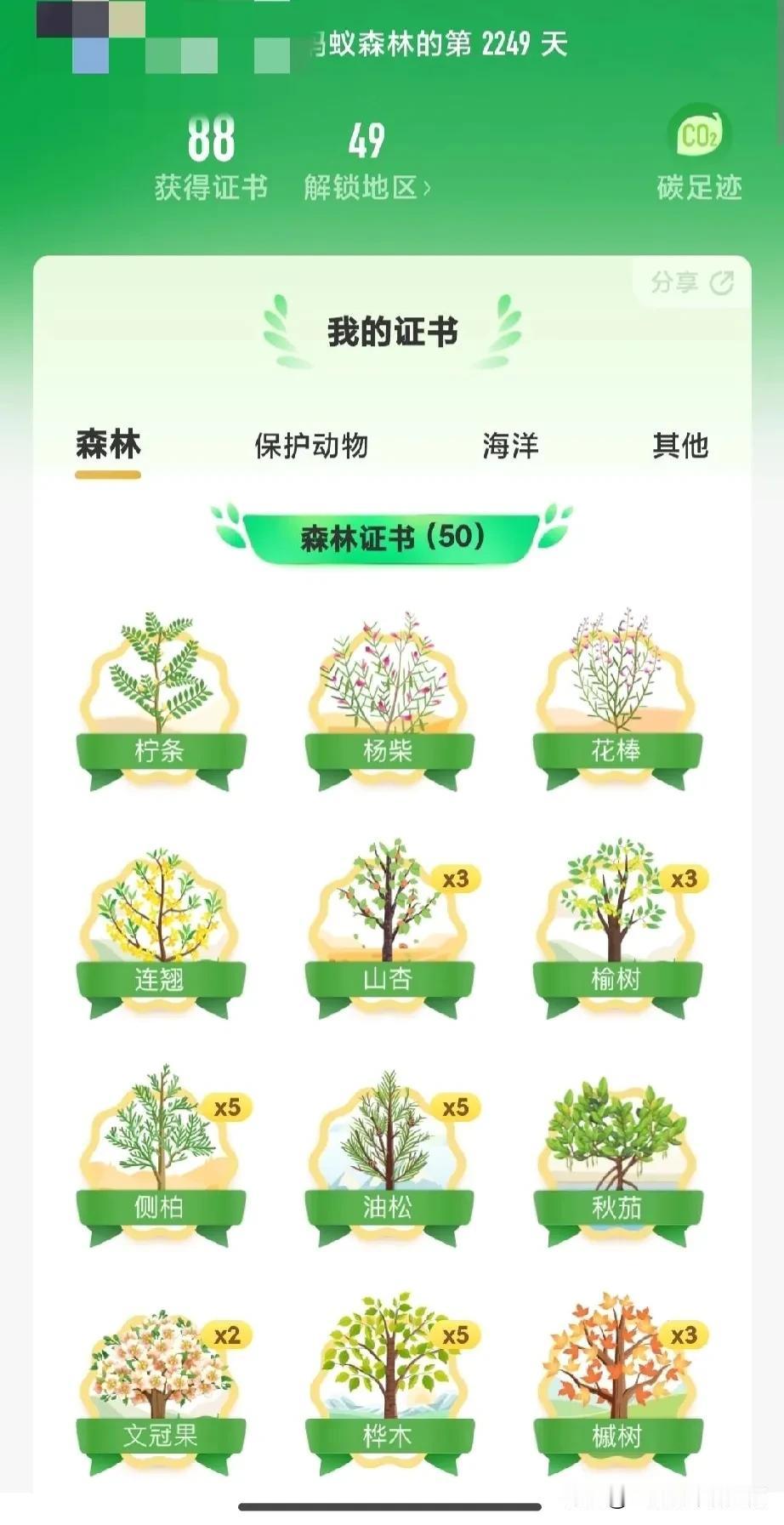 你们在支付宝种的树都咋样了？有没有亲临现场看看?我是去过了哦。

我一直坚持收集
