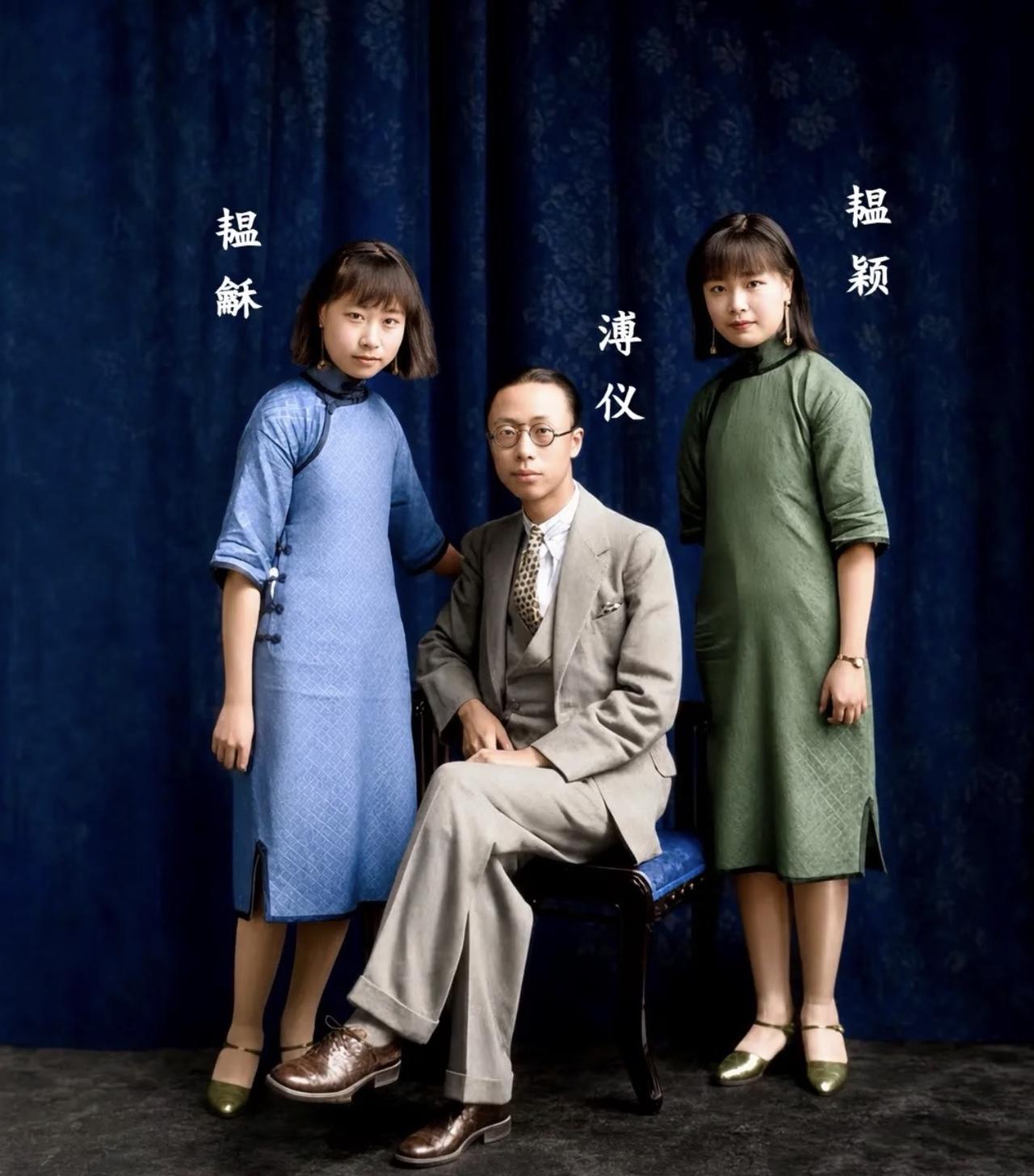 没想到这张上色修复的30年代老照片，拍摄于天津张园，站C位的是中国最后一个皇帝溥