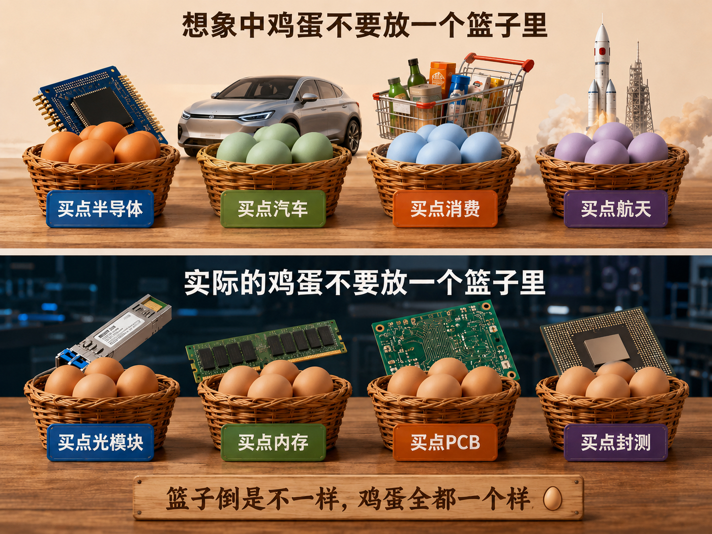 想象中鸡蛋不要放一个篮子里vs现实中鸡蛋不要放一个篮子里 